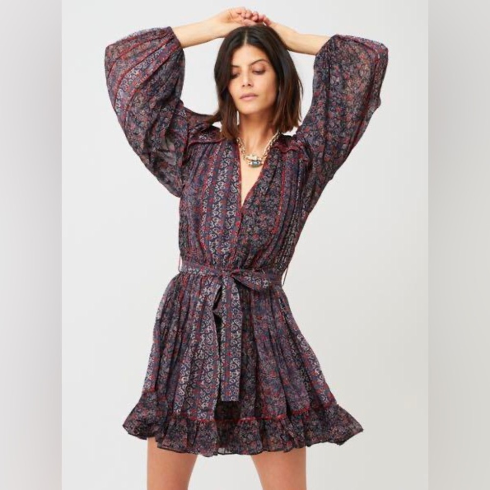 Ulla Johnson Eleni Floral Silk Minidress in Twilight‎
